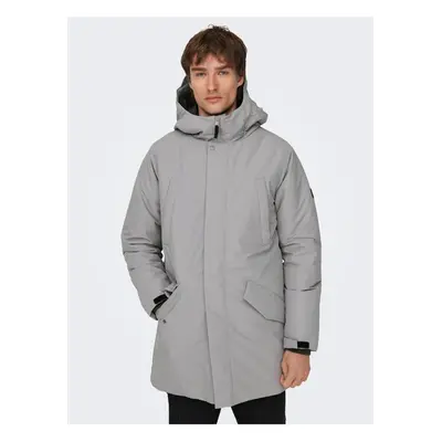 Grey men's winter parka ONLY & SONS Carl - Men