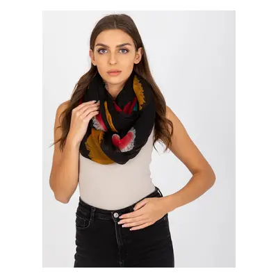 Women's black scarf with prints