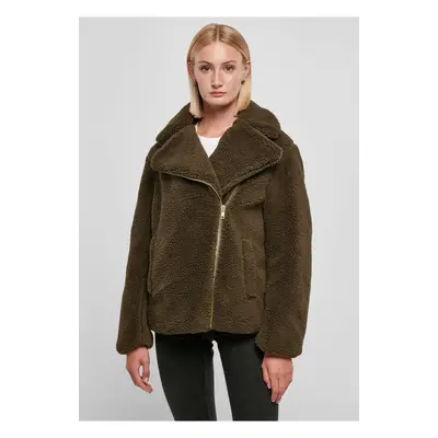 Women's biker jacket Sherpa olive