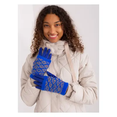 Cobalt blue gloves with knitted overlay