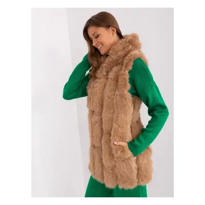 Camel fur vest with lining