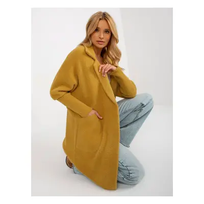 Loose alpaca mustard coat with pockets