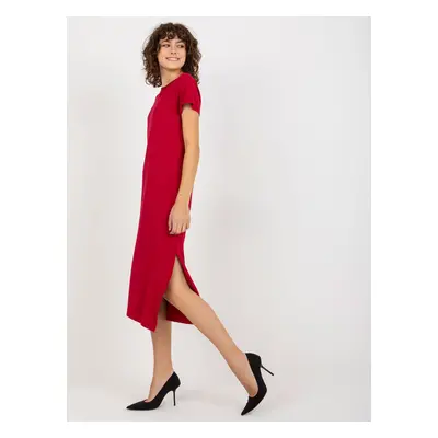 Light burgundy basic viscose midi dress by Liliane