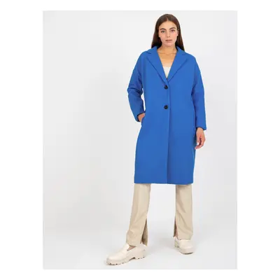 Dark blue women's coat with pockets OCH BELLA