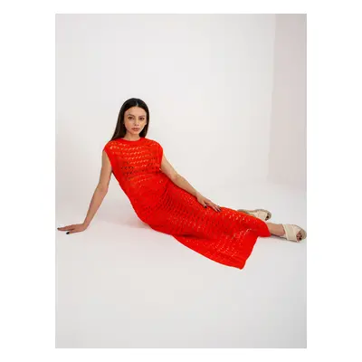 Orange openwork knitted dress