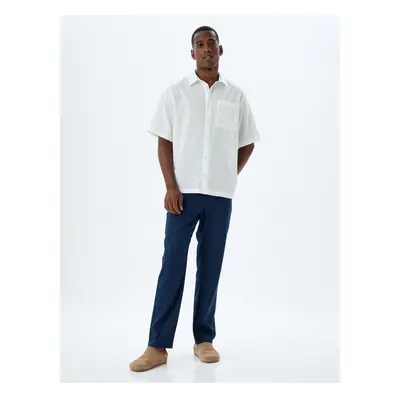 Koton Linen Blend Trousers Chino Pocket Detail Buttoned