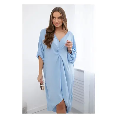 Oversize V-neck dress in blue