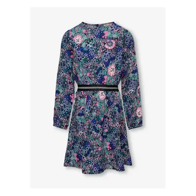 Dark blue girly floral dress ONLY Gitta - Girls