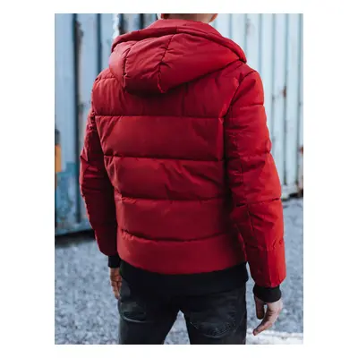 Men's winter quilted jacket with hood burgundy Dstreet