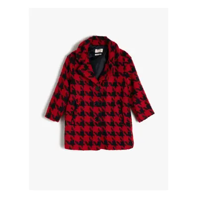 Koton Red Plaid Girl's Coat