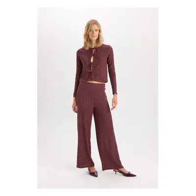 DEFACTO Wide Leg Wide Leg Elastic Waist Basic Plain Crepe Trousers