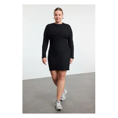 Trendyol Curve Black Fitted Winter Knitted Plus Size Dress