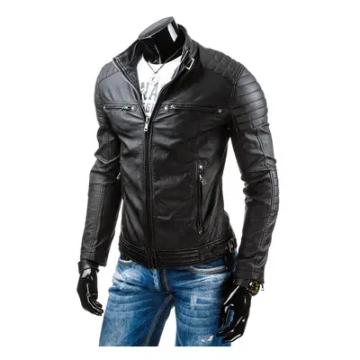 Black men&#039;s leather jacket TX3247