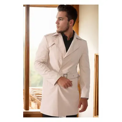 PLT8321 DEWBERRY MEN'S OVERCOAT-PLAIN BEIGE