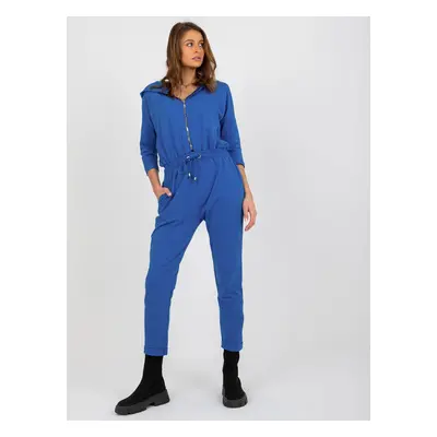 Dark blue jumpsuit with trousers and hood