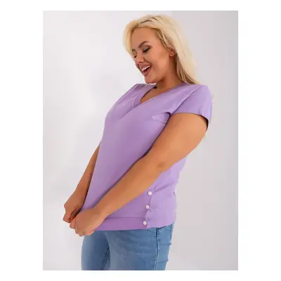 Light purple blouse plus size with buttons