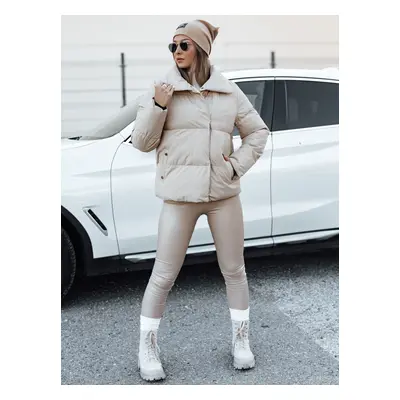 Women's winter quilted jacket LARO light beige Dstreet