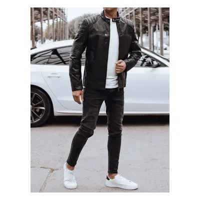 Men's leather jacket black Dstreet