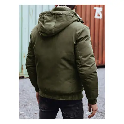 Men's winter jacket with detachable hood - green Dstreet