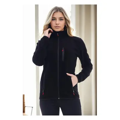 80514 Dewberry Full Zipper Fleece Jacket-BLACK