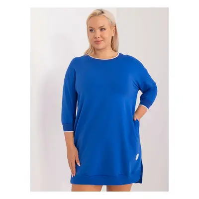 Cobalt blue plus size mini dress with cuffs