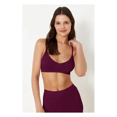 Trendyol Claret Red Single Seamless Non-wired Plain Throw Cup Wire Bra