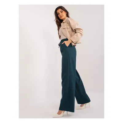 Women's navy fabric trousers with pockets