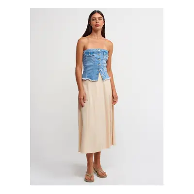 Dilvin Layered Smart Midi Skirt-Cream