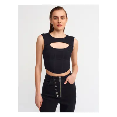 Dilvin Windowed Corset Top-black