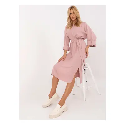 Dark Pink Simple Casual Dress with Pocket