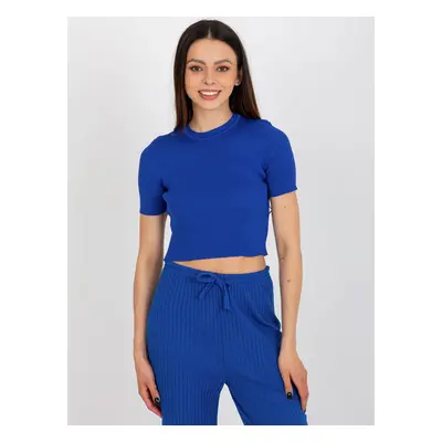 Cobalt blue blouse with ribbed cut