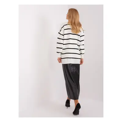 Black and ecru women's oversized striped sweater