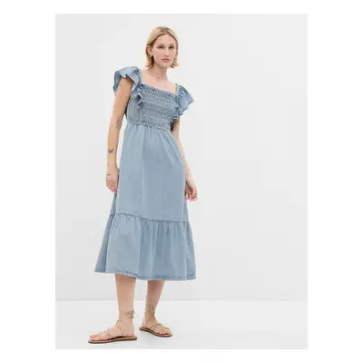 GAP Denim midi dress with frills - Women