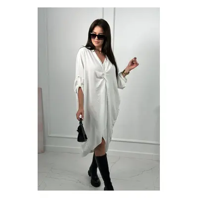 Oversize dress with V-neck in white