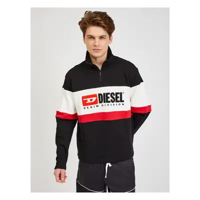 Cream-Black Mens Sweatshirt Diesel - Men