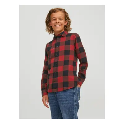 Black-Red Boy Plaid Shirt Jack & Jones Gingham - Boys