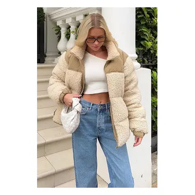 Madmext Beige Plush Oversize Coat