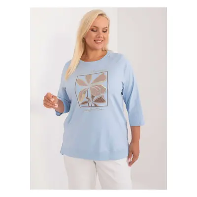 Light blue cotton blouse larger size