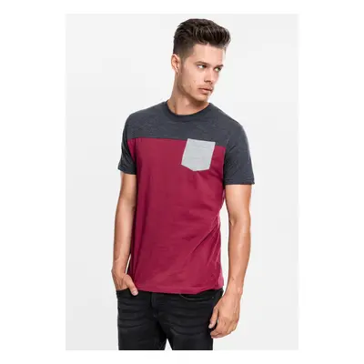 3-Tone Pocket T-Shirt Burgundy/Cha/Grey