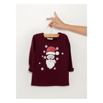 Burgundy girls' T-shirt with Christmas motif CAMAIEU - Girls