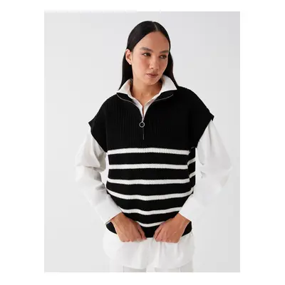 LC Waikiki LCW Vision Women's High Neck Striped Oversize Knitwear Sweater