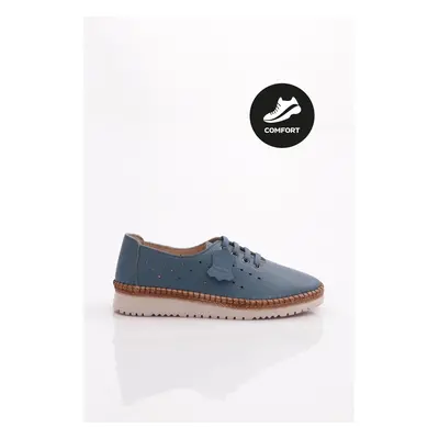 DGN P57 Women's Lace-Up Casual Shoes Genuine Leather Blue