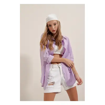 Bigdart Oversize Long Basic Shirt - Lilac