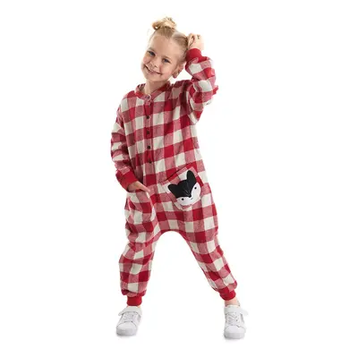 Denokids Fox Plaid Girl's Buttoned Woven Jumpsuit