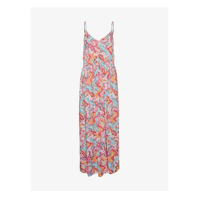 Women's pink patterned maxi dress VERO MODA Ussi - Women