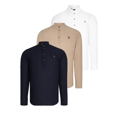 TRIPLE SET G783 DEWBERRY JUDGE COLLAR SHIRT-NAVY-WHITE-BEIGE