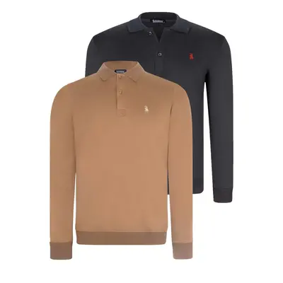 DOUBLE SET V4007 DEWBERRY MEN'S SWEATSHIRT-NAVY-CAMEL