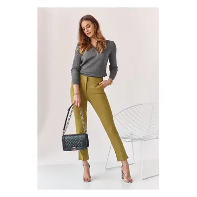 Elegant trousers with olive trim