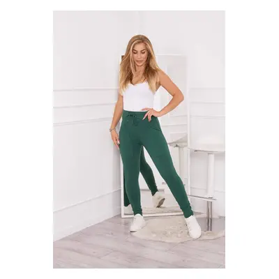 Sweatpants with waist tie dark green