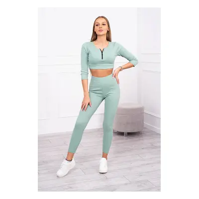 Ribbed crop top set dark mint